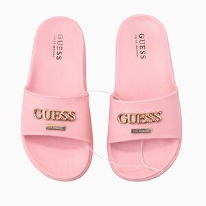 GUESS Pink Logo Slide Sandals Womens 6 Pool Slides Summer Beach Barbiecore